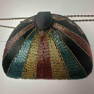 Bob Mackie Vintage Glass Beaded Purse Dome Clutch Art Deco Minaudière